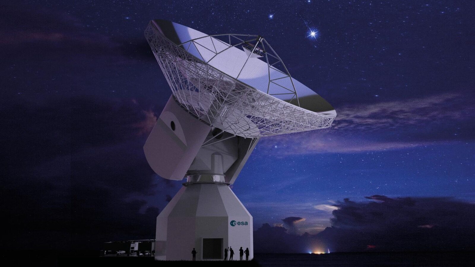 ESA Deep Space Antenna at night — cladding by FMR Building